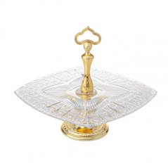 Broušená etažérka, Klematis, Royal Crystal, 33 cm, Zlato