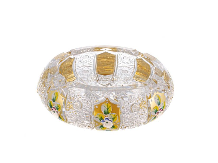Ručně broušený zlatý popelník Royal Crystal