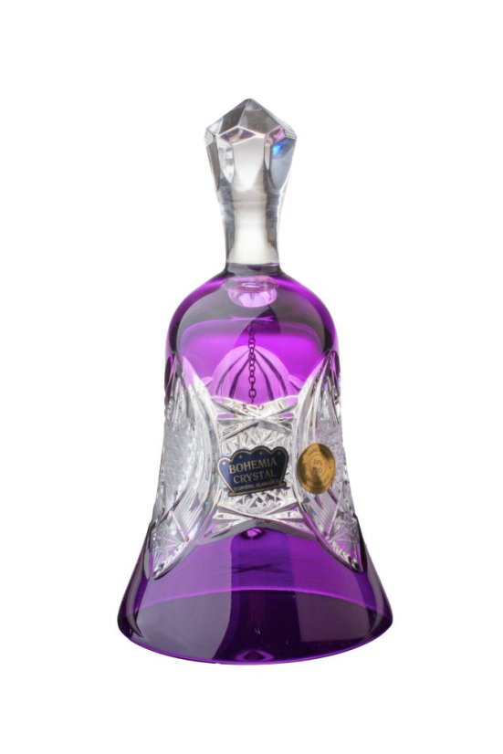 Fialový broušený zvonek, Glamour Crystal, 1 ks