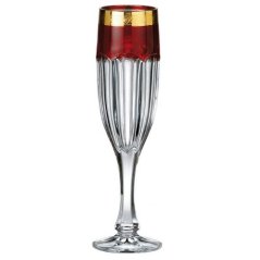 Sklenice na šampaňské, SAFARI zlato - rubín, Crystalite Bohemia, 150 ml