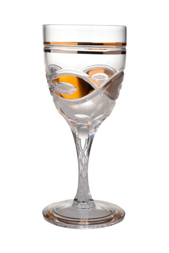 Broušená zlacená sklenice 220 ml, Glamour Crystal, 2 ks