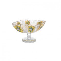 Broušená miska na noze, Zlatá, Royal Crystal, 20,5 cm