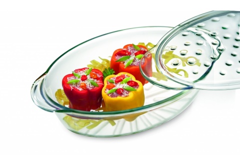 Skleněný pekáč oválný s víkem, Simax, 3 L, profil