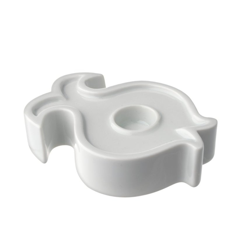 Porcelánový svietnik Ryba Český porcelán Dubí biely 9,2 cm