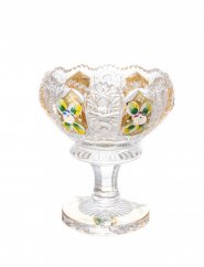 Broušená miska na noze, Zlatá, Royal Crystal, 12 cm
