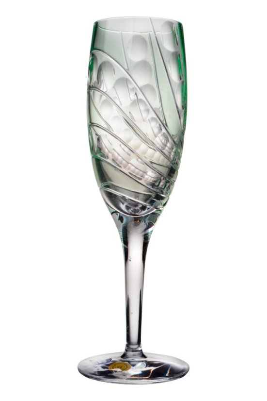 Barevná broušená sklenice na šampaňské 160 ml, Glamour Crystal, 6 ks