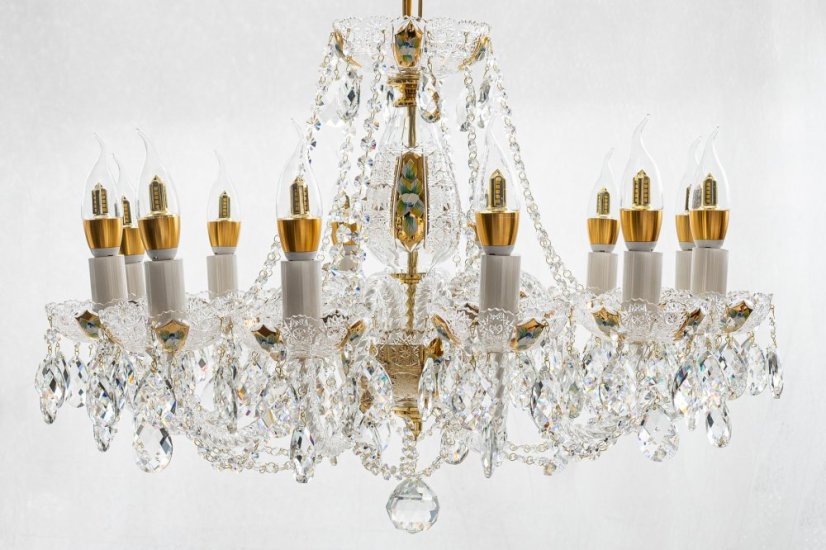 Krištáľový luster, Royal Crystal, zlacený - 12 žiarovek