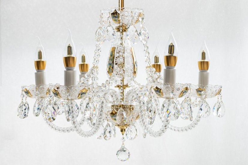 Křišťálový lustr, Royal Crystal, zlacený - 6 žárovek