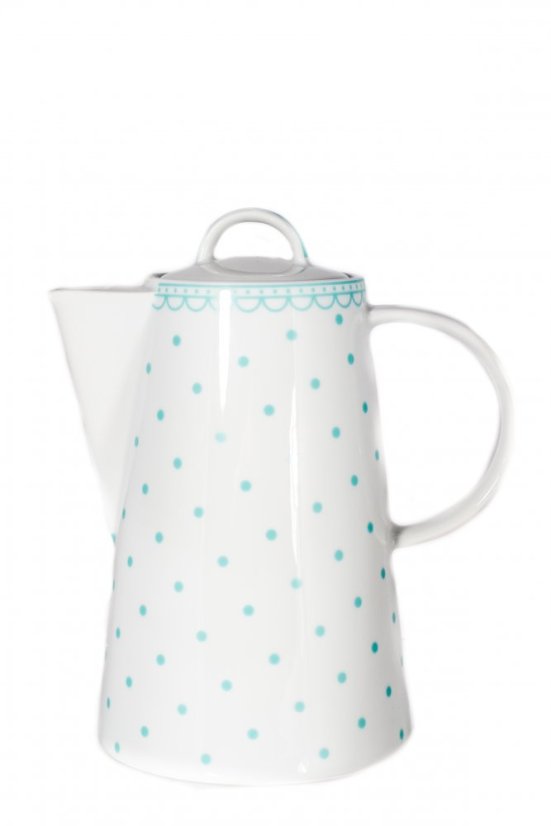 Porcelánová kávová konvice, Thun, Tom, Tyrkysové puntíky, 1,2 l
