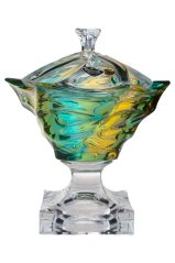 Křišťálová dóza na noze, Bohemia Treasury, FLAMENCO - lemon