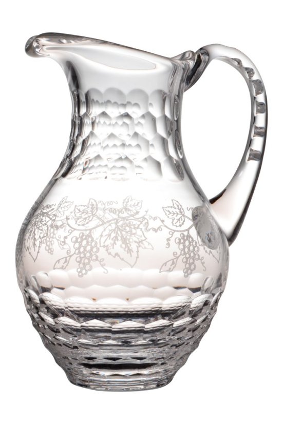 Skleněný broušený džbán s vinným motivem, Glamour Crystal, 1 ks