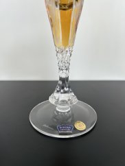 Vysoká broušená sklenice na noze, žlutá s kytičkami, 190 ml, 1 ks