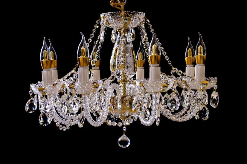 Krištáľový luster, Royal Crystal, zlacený - 8 žiarovek