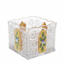 Broušená váza, Zlatá, Royal Crystal, 12 cm