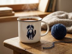 Porcelánový hrnek, Kočka, Český porcelán Dubí, Tina, 250 ml