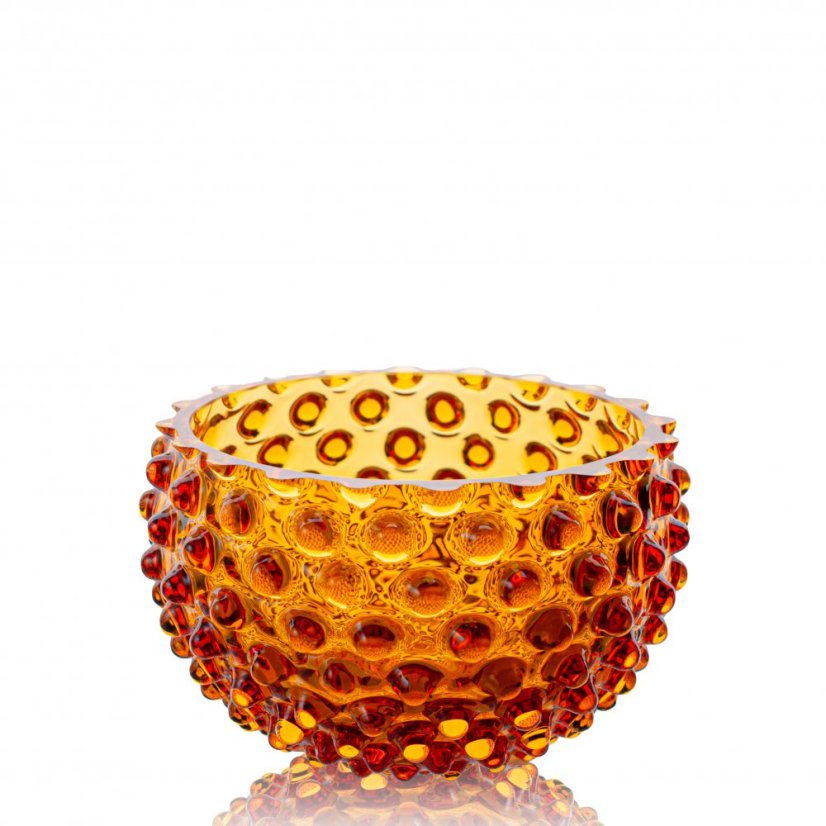 Miska, Jílek Glassworks, HOBNAIL, Amber, Malá