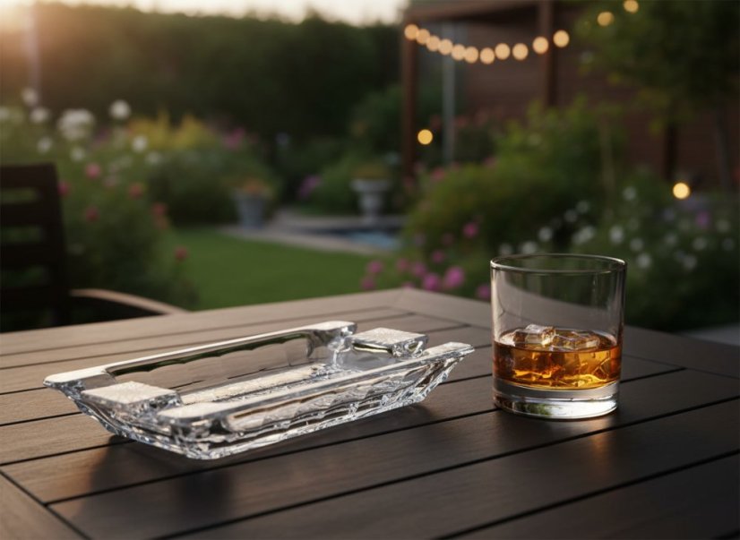 Broušený popelník na doutníky, Royal Crystal, 22 cm