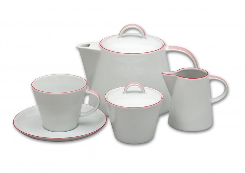 Čajová souprava, Thun, TOM, Červená linka, 17 ks