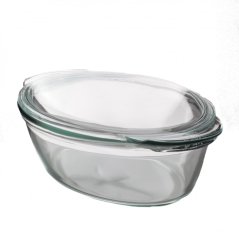Sklenený pekáč oválny s vekom, Simax, 3 L