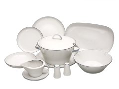 Jedálenská súprava Thun TOM 27 ks – moderný porcelán s čiernou linkou