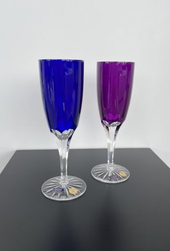 Sklenice na šampaňské, Glamour Crystal, Fialová a modrá, 145 ml, 2 ks