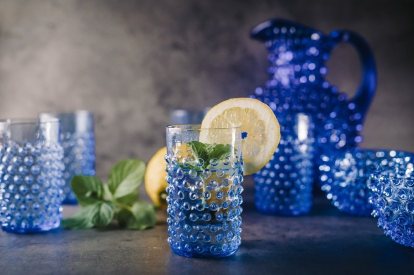 Sklenice Hobnail 250 ml – Jílek Glassworks, světle modrá