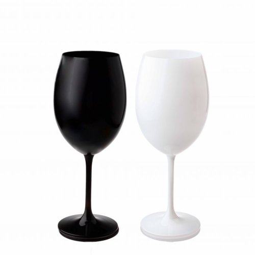 Set sklenic na víno, Black and White, Lesklé, Royal Crystal, 580 ml, 2 ks