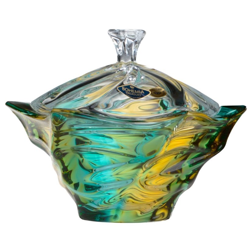 Krištáľová dóza, Bohemia Treasury, FLAMENCO - lemon