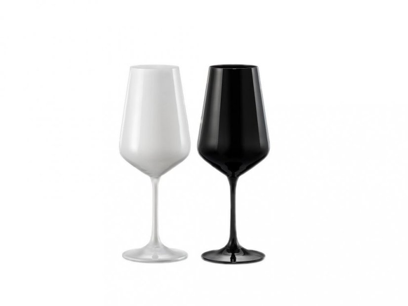 Black & White poháre na víno, Crystalex, SANDRA, 450 ml, 2 ks