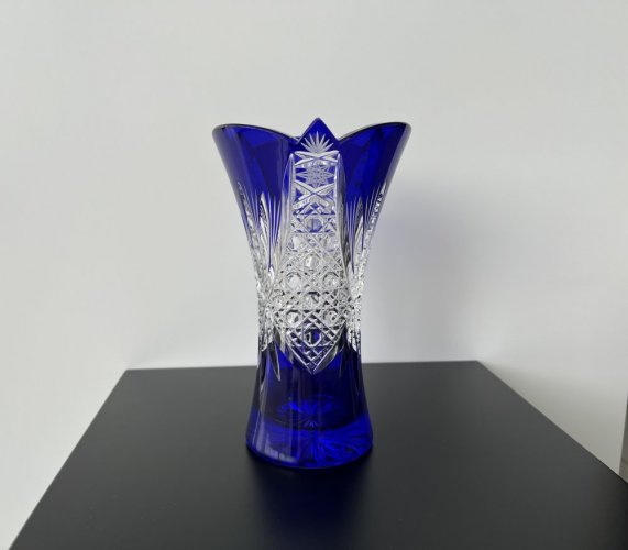 Broušená váza, Glamour Crystal, Modrá, 18 cm