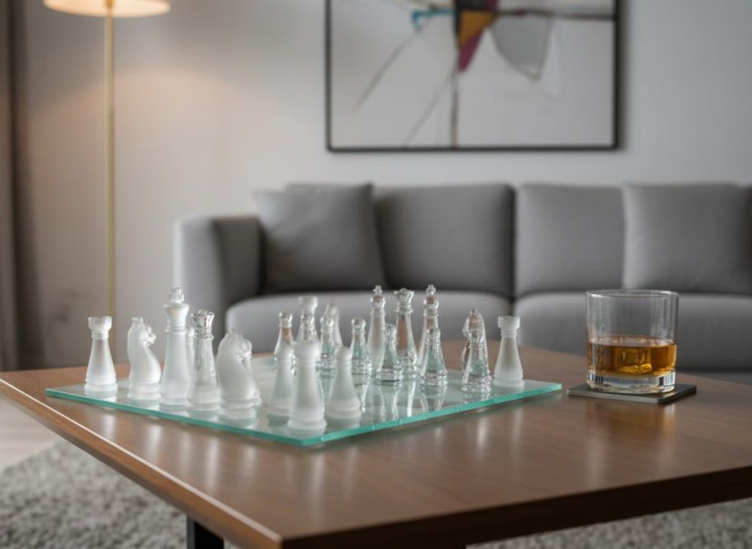 Skleněný set - šachy, Royal Crystal, 33 ks