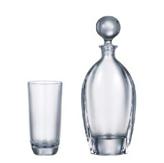 Skleněná láhev a sada sklenic, Crystalite Bohemia, ORBIT 660 ml (6+1)