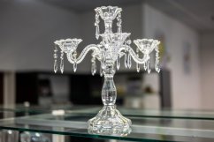 Svícen z křišťálového skla, 5 ramenný