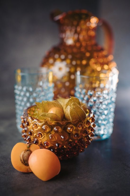 Miska, Jílek Glassworks, HOBNAIL, Amber, Malá