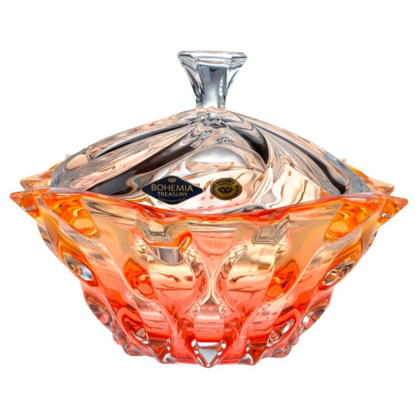 Křišťálová dóza Bohemia Treasury, SAMBA - 21 cm, gradient yellow pink