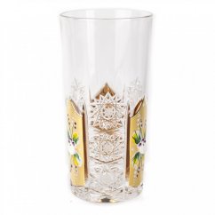 Broušená sklenice na nealko, Zlatá, Royal Crystal, 350 ml
