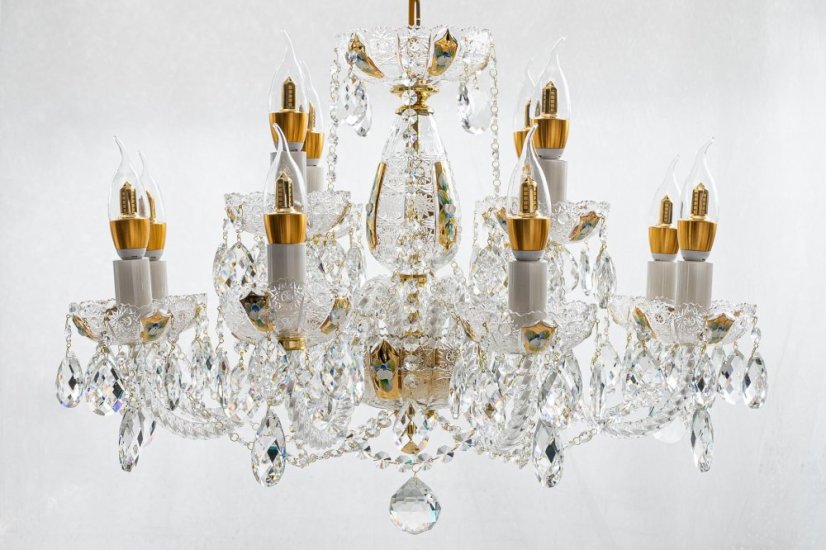 Krištáľový luster, Royal Crystal, zlacený - 8+4 žiarovky