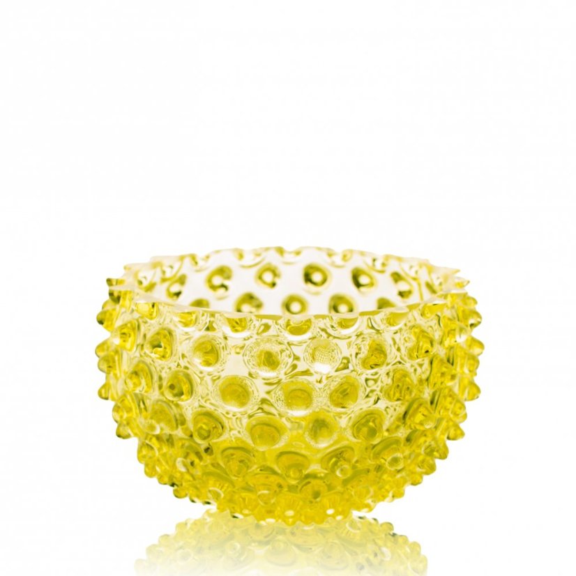 Miska, Jílek Glassworks, HOBNAIL, Citrín, 11,5 cm