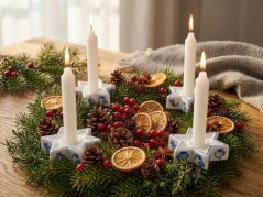Porcelánový svícen, Hvězda-cibulák, Český porcelán Dubí, Bílý, 8,2 cm