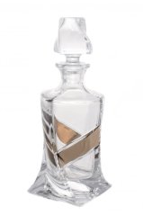 Skleněná láhev na whisky, Crystalite Bohemia, QUADRO, Zlato, 400 ml