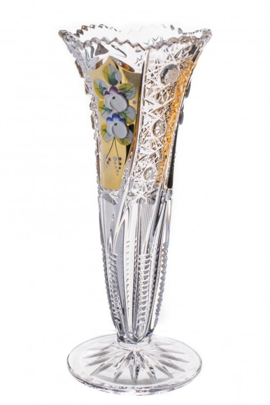 Broušená váza, Zlatá, Royal Crystal, 20,5 cm