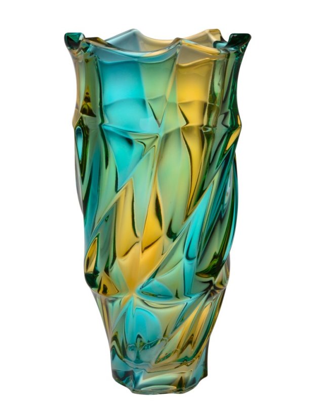 Váza FLAMENCO lemon 30 cm - svieža česká krištáľová váza z Bohemia Treasury