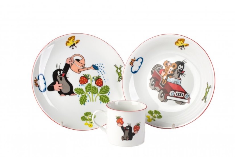 Dětská jídelní souprava, Thun, Krteček a konvička, 3 ks