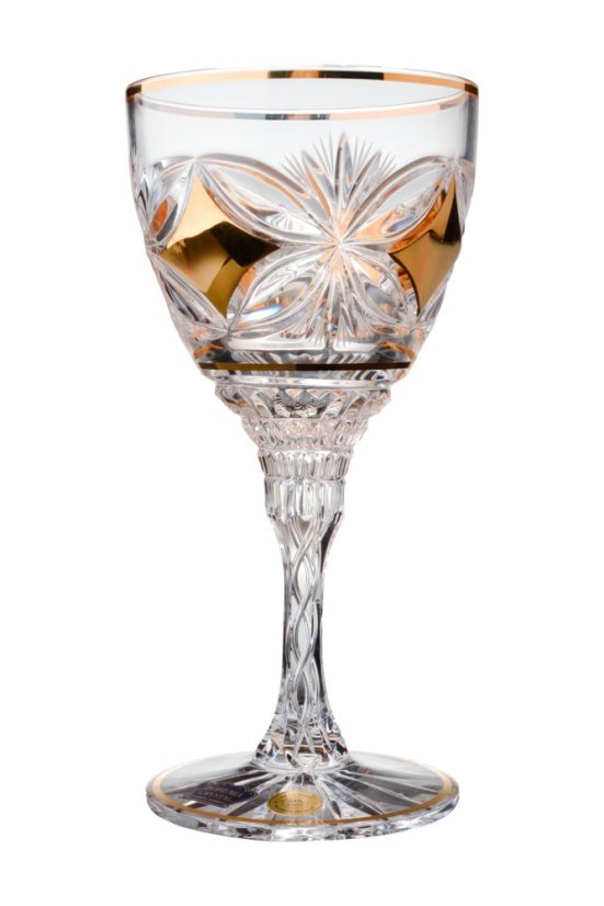 Brúsené zlátené poháre na víno 180 ml, Glamour Crystal, 2 ks