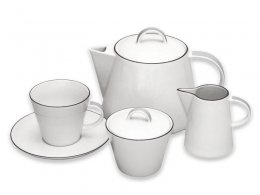 Čajová souprava, Thun, TOM, Černá linka, 17 ks