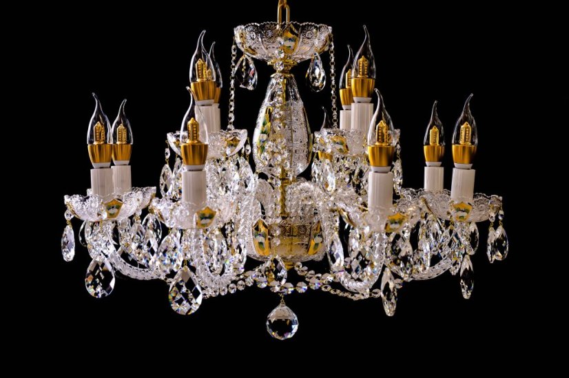 Krištáľový luster, Royal Crystal, zlacený - 8+4 žiarovky