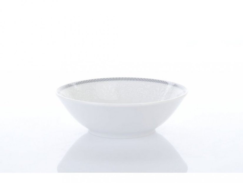 Porcelánová miska kompotová, Thun, ANGELIKA - bílá krajka, šedý lem, 13 cm