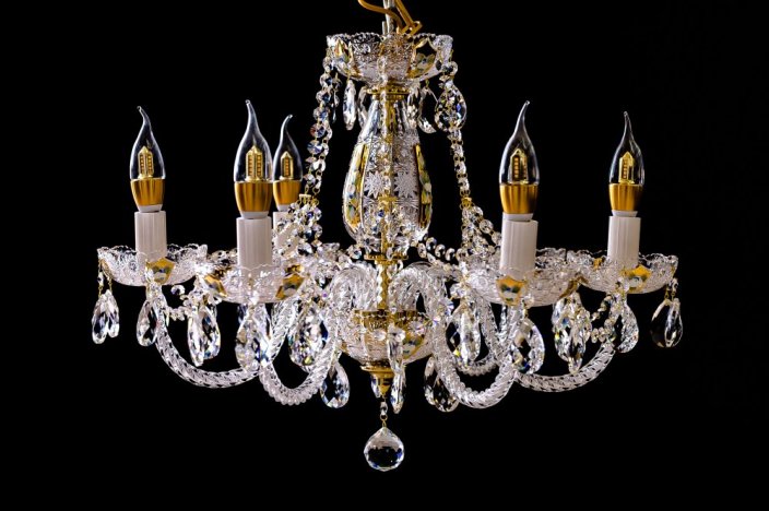 Křišťálový lustr, Royal Crystal, zlacený - 6 žárovek