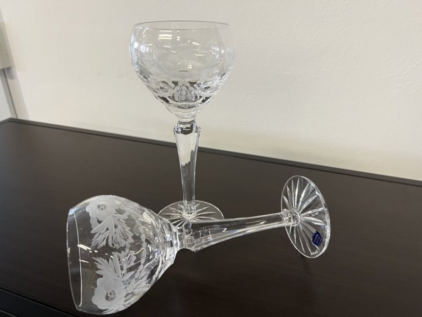 Sklenice na víno s broušeným vzorem, Glamour Crystal, 220 ml, 2ks