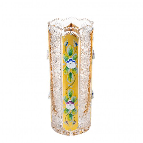 Broušená váza - válec, Zlatá, Royal Crystal, 18 cm